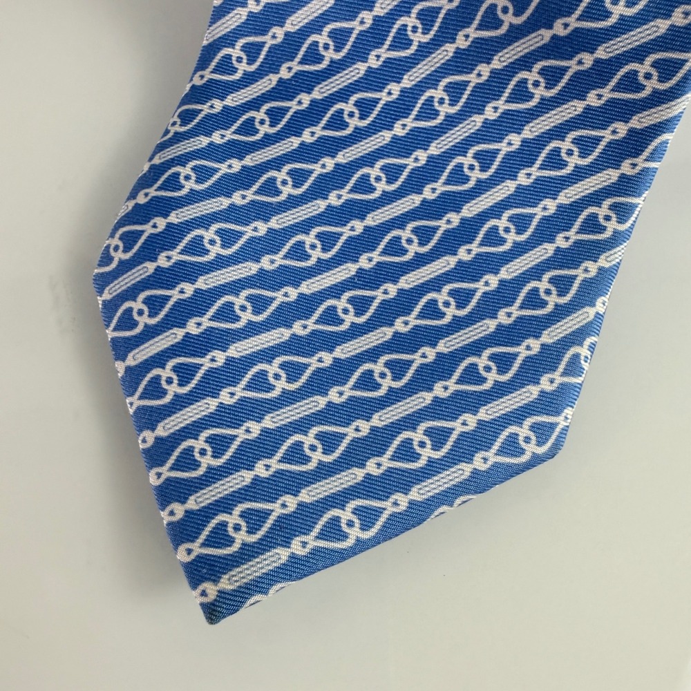J. McLaughlin Necktie Mens OS Blue White Silk Italian Chain Link Geometric Tie